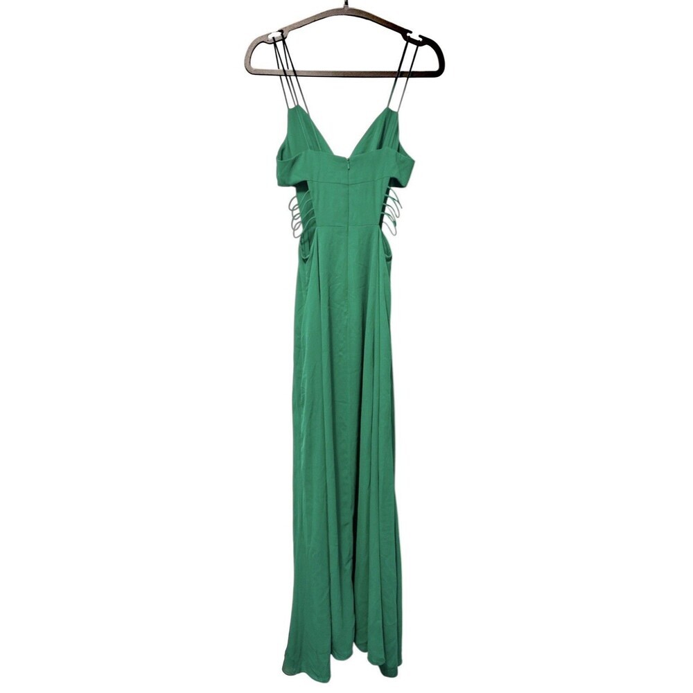Fame & Partners Green Maxi Dress Cutout Strappy Back Spring Formal Size 0 Prom - Picture 7 of 7